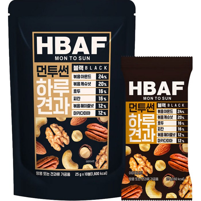 HBAF 하루견과 먼투썬 블랙, 25g, 10개 대표 이미지 - 바프 먼투썬 추천