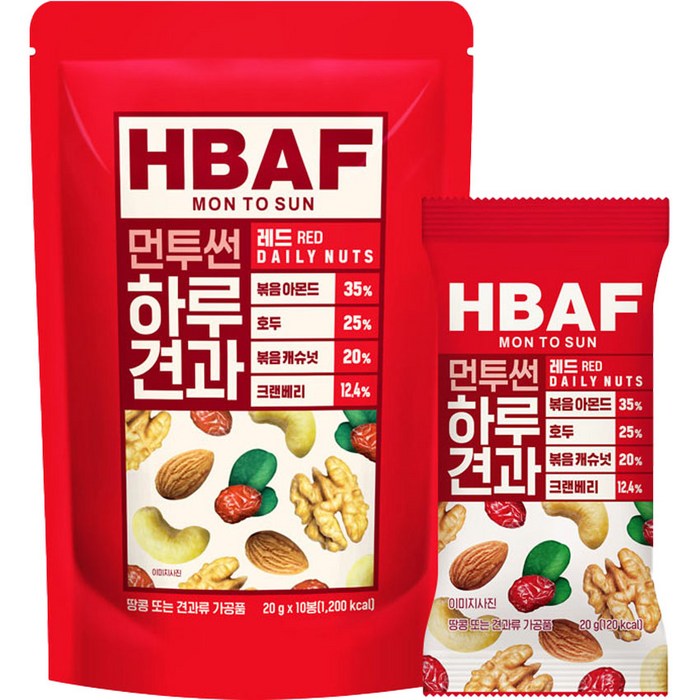 HBAF 하루견과 먼투썬 레드, 20g, 10개 대표 이미지 - 바프 먼투썬 추천