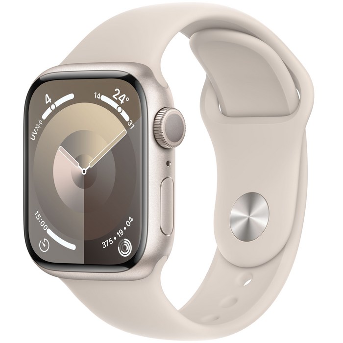 Apple 애플워치 9 GPS, 41mm, 스타라이트 / 스타라이트 스포츠 밴드, S/M 대표 이미지 - 애플워치 se 2세대 추천