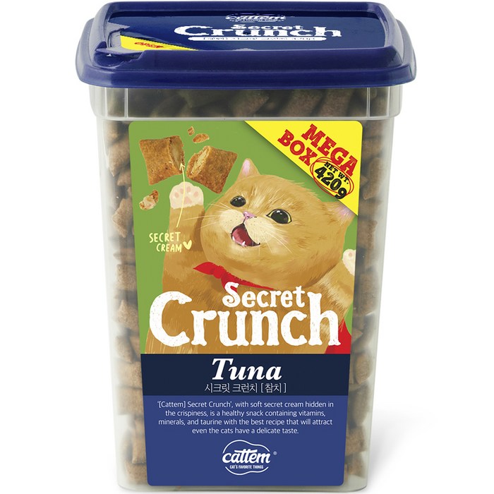 캣템 고양이 시크릿 크런치 간식 메가박스, 참치, 420g, 1개 대표 이미지 - 캣맘 추천