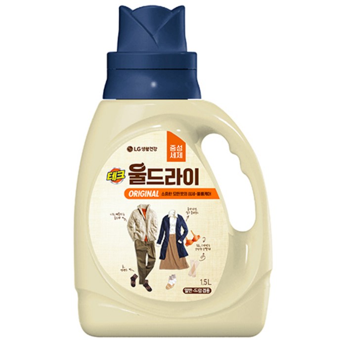 테크 울드라이 중성세제 오리지널 용기, 1.5L, 1개 대표 이미지 - 드라이클리닝 추천