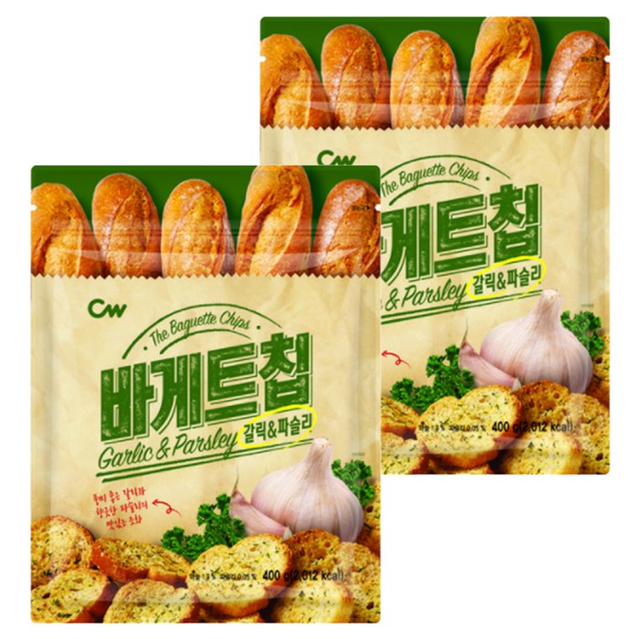 청우식품 바게트칩 갈릭&파슬리, 400g, 2개 대표 이미지 - 마늘바게트 추천