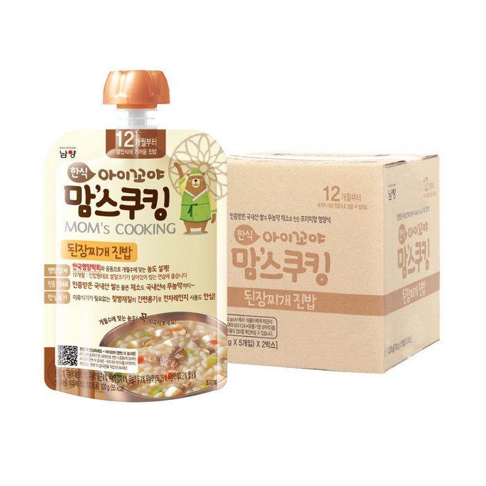 아이꼬야 맘스쿠킹 이유식 100g, 10개, 된장찌개 진밥 대표 이미지 - 짱죽 이유식 추천