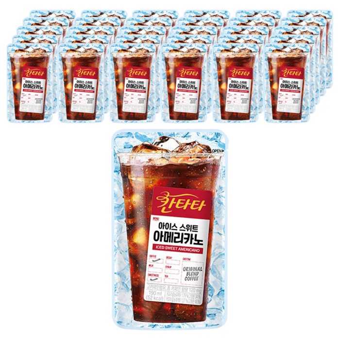 칸타타 아이스 파우치 스위트아메리카노, 190ml, 50개 대표 이미지 - 아이스 아메리카노 추천