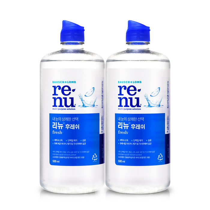 리뉴 후레쉬 렌즈 세정액, 500ml, 2개 대표 이미지 - 렌즈 세척액 추천