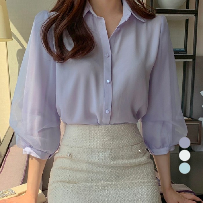 페이퍼먼츠 세련된 벌룬 이중 소매 7부 셔츠 블라우스 00575 대표 이미지 - 롤업 셔츠 추천