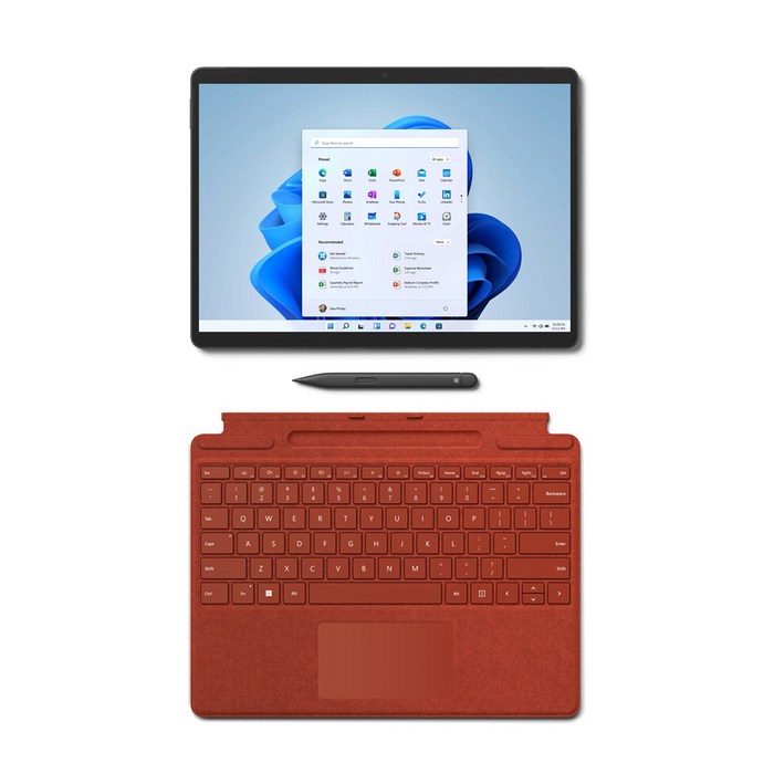 마이크로소프트 2022 Surface Pro 8 2in1 13 + 타입커버 + 슬림펜 2 세트, 블랙(노트북, 슬림펜), 레드(타입커버), 코어i5 11세대, 256GB, 8GB, WIN11 Home, 8PQ-00030(노트북), 8X6-00037(타입커버) 대표 이미지 - 서피스 2in1 추천