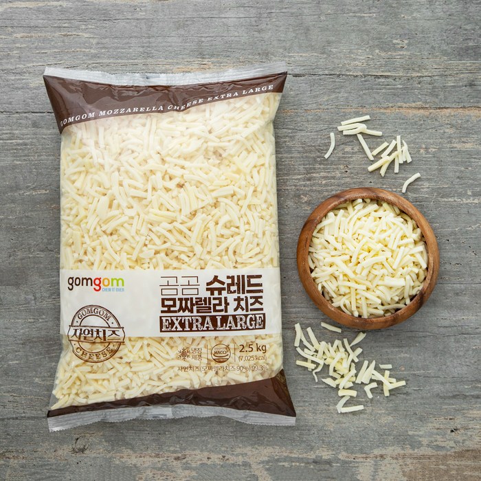 곰곰 슈레드 모짜렐라치즈 Extra Large, 2.5kg, 1개 대표 이미지 - 슈레드 치즈 추천