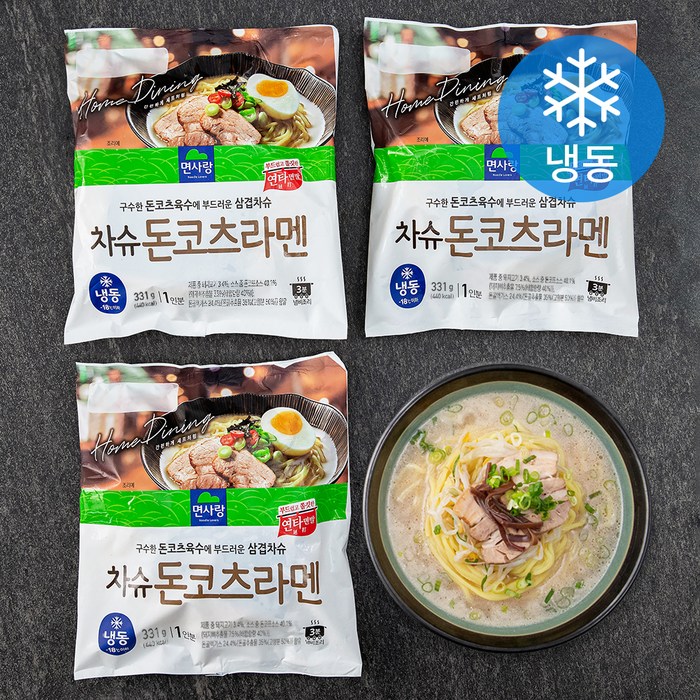 면사랑 차슈돈코츠라멘 (냉동), 331g, 3개 대표 이미지 - 라멘 맛집 추천