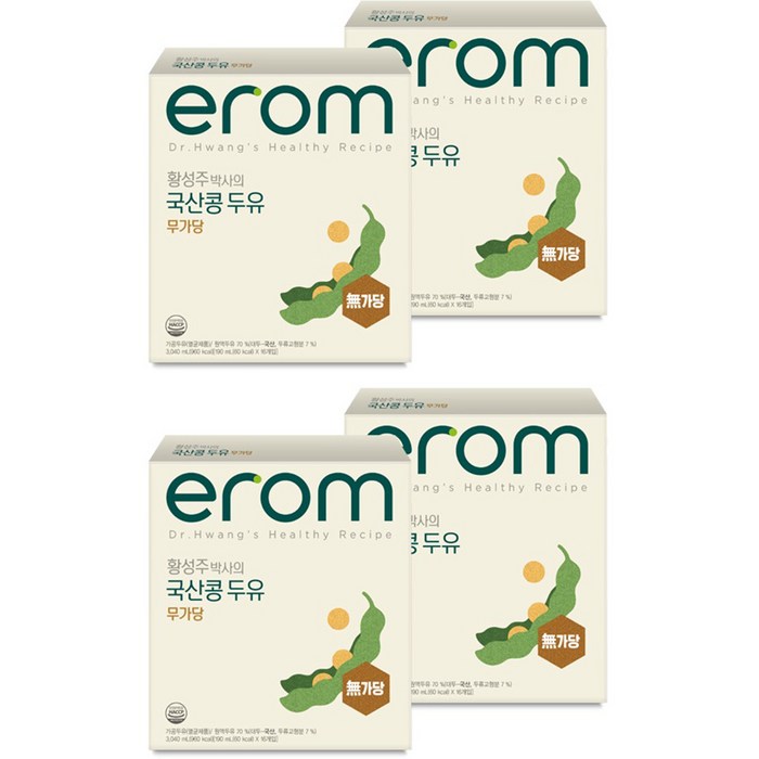 이롬 황성주 박사의 국산콩 두유 무가당, 190ml, 64개 대표 이미지 - 귀리우유 추천