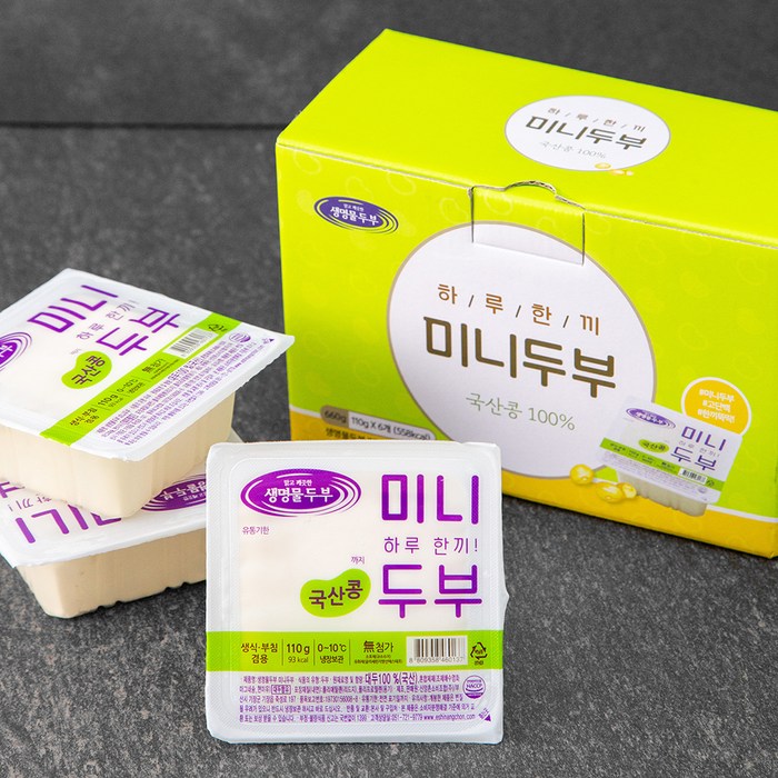 국산콩 하루한끼 미니두부, 110g, 6개입 대표 이미지 - 두부 추천