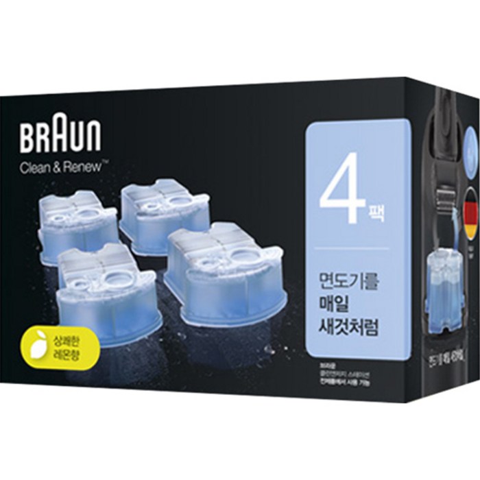 BRAUN 클린 앤 리뉴 면도기 세정액, CCR (4개입) 대표 이미지 - 면도기 세정제 추천