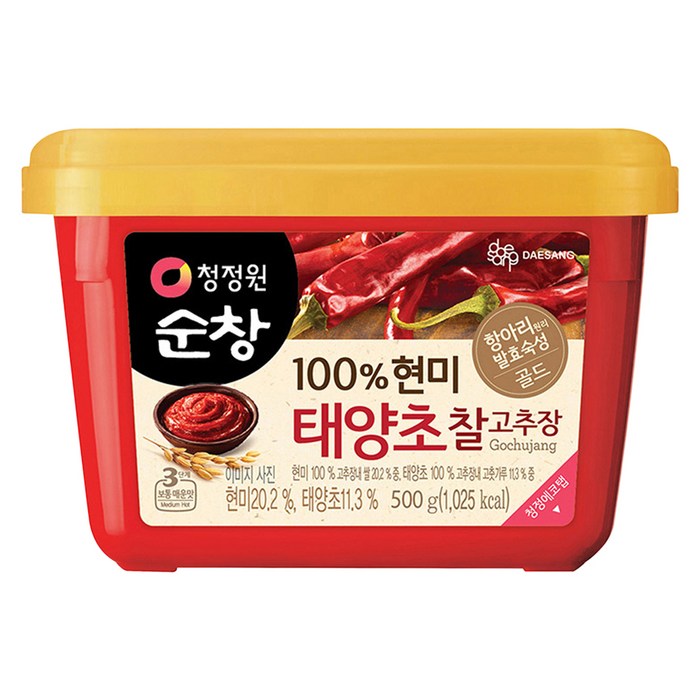 청정원순창 100% 현미 태양초 찰고추장, 500g, 1개 대표 이미지 - 고추장 추천