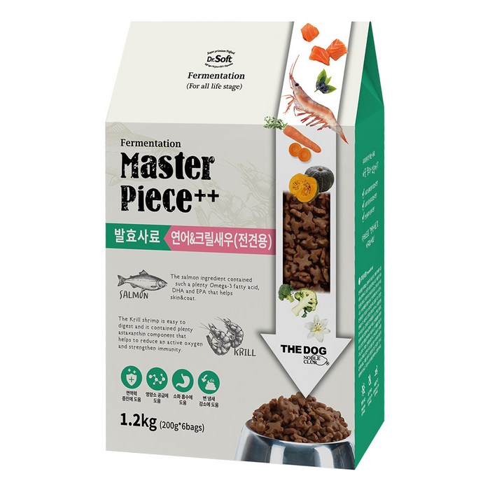 더독 전연령용 닥터소프트 명작 발효 크릴새우 습식 사료, 연어, 1.2kg 대표 이미지 - 반려동물 습식사료 추천