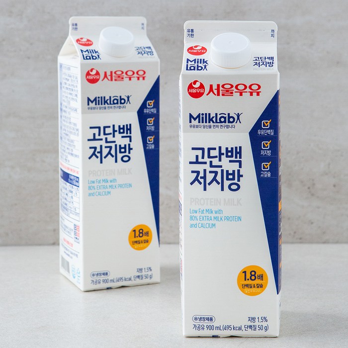 서울우유 밀크랩 고단백 저지방우유, 900ml, 2개 대표 이미지 - 고단백 음료 추천