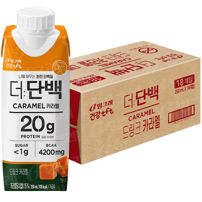 빙그레 tft 더단백 드링크 카라멜 18p, 250ml, 18개 대표 이미지 - 헬스 식단 추천