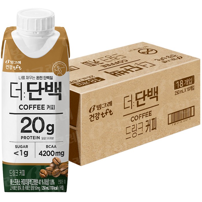 빙그레 더단백 드링크 커피 18p, 1개, 4500ml 대표 이미지 - 더단백 추천