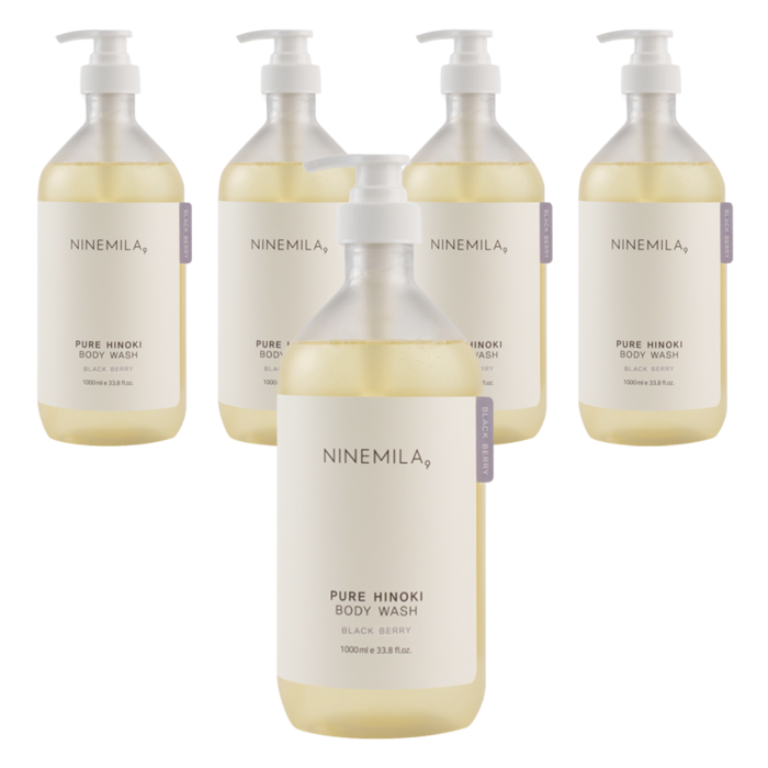 나인밀라 퓨어 히노끼 바디워시 블랙베리향, 1L, 5개
