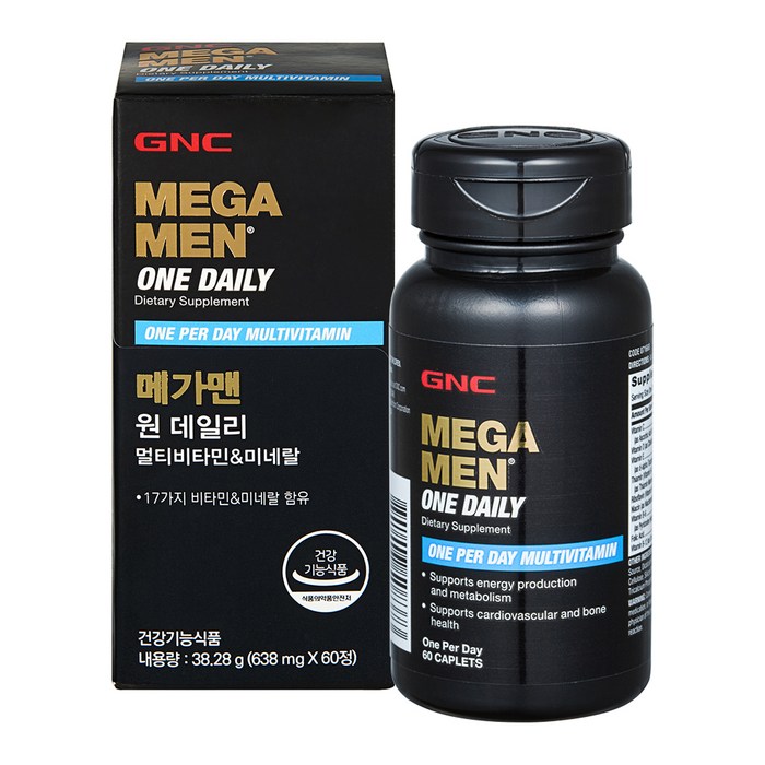 GNC 메가맨 원 데일리 멀티비타민 앤 미네랄 38.28g, 1개, 60정 대표 이미지 - 남성 비타민 추천