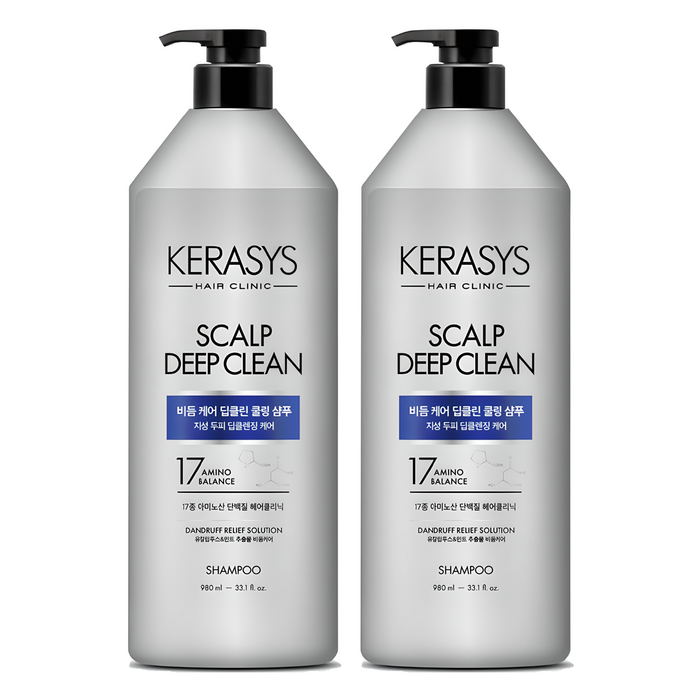 Kerasys Scalp Dandruff Care Deep Clean Cooling Protein Shampoo, 980ml, 2 Pieces