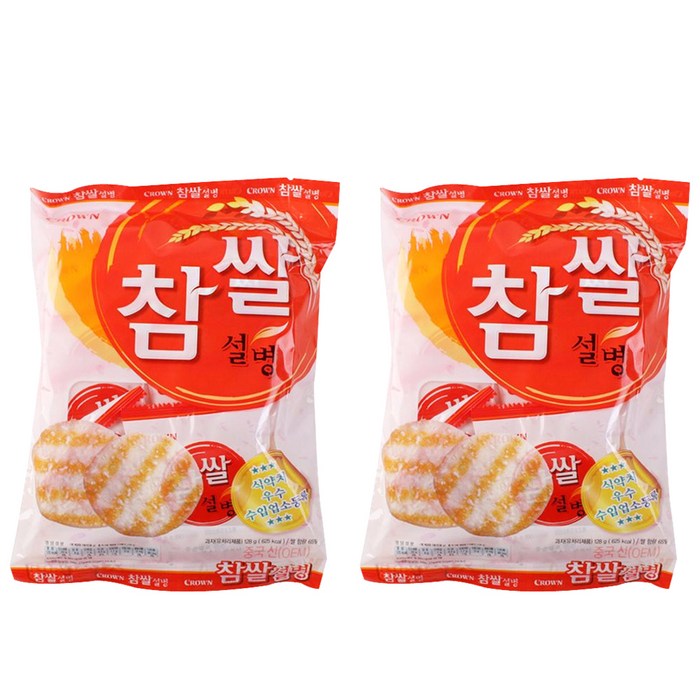 크라운 참쌀설병, 128g, 2개 대표 이미지 - 쌀과자 추천