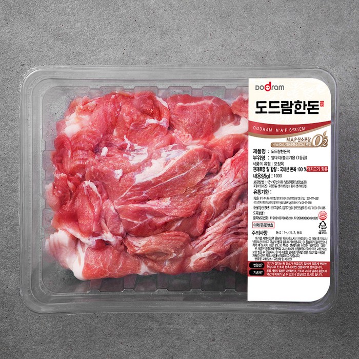 도드람한돈 앞다리 불고기용 1등급 (냉장), 1kg, 1개 대표 이미지 - 제육볶음 추천