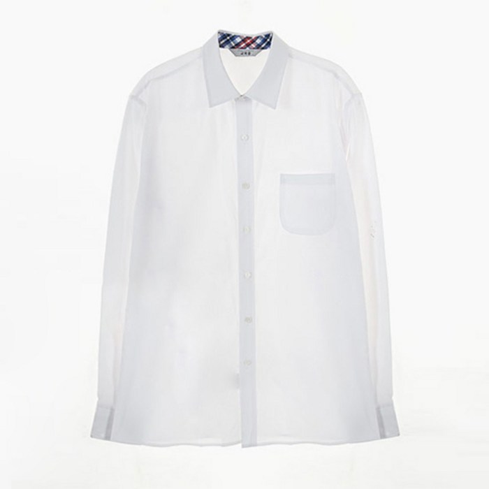 신축성좋은 남자 흰색 교복셔츠 (블루체크) SS 대표 이미지 - 남자 드레스셔츠 추천