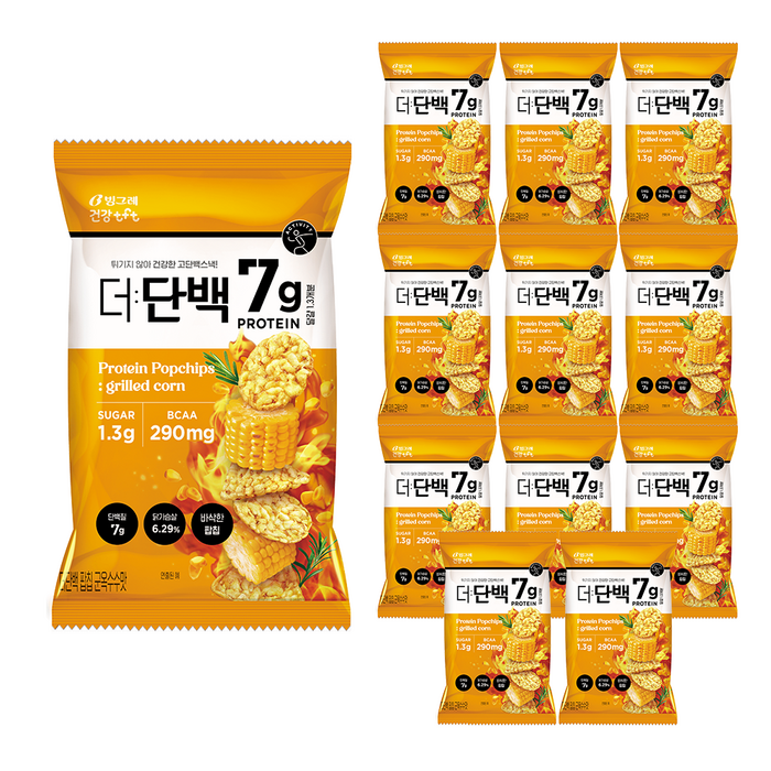 빙그레 건강tft 더단백 팝칩 군옥수수맛, 44g, 12개 대표 이미지 - 단백질칩 추천
