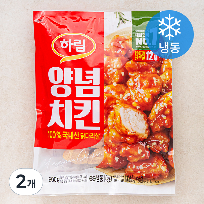 하림 양념치킨 + 소스 (냉동), 600g, 2개 대표 이미지 - 양념치킨 추천