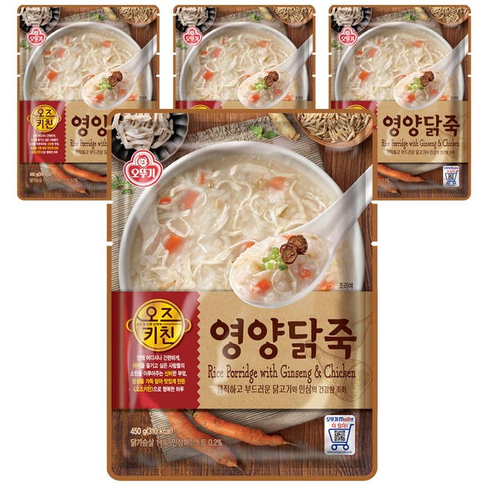 오뚜기 오즈 키친 영양 닭죽, 450g, 4개 대표 이미지 - 삼계죽 추천