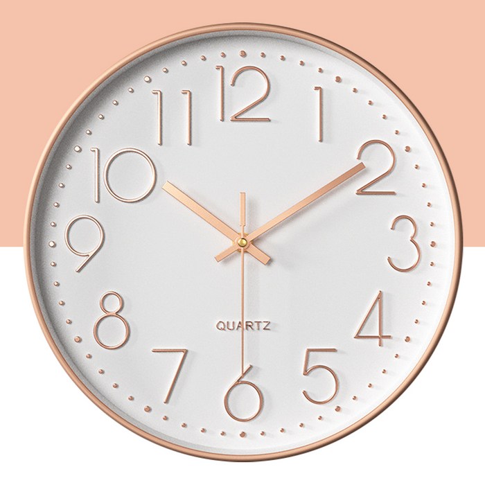 루아즈 인테리어 무소음 원형 베이직 30cm 벽시계, 화이트핑크 대표 이미지 - 안방 시계 추천