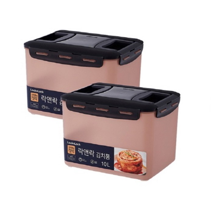 락앤락 뉴 김치통 정석 핑크 HPL886PKS2, 2PIECE, 10L 대표 이미지 - 김치통 추천