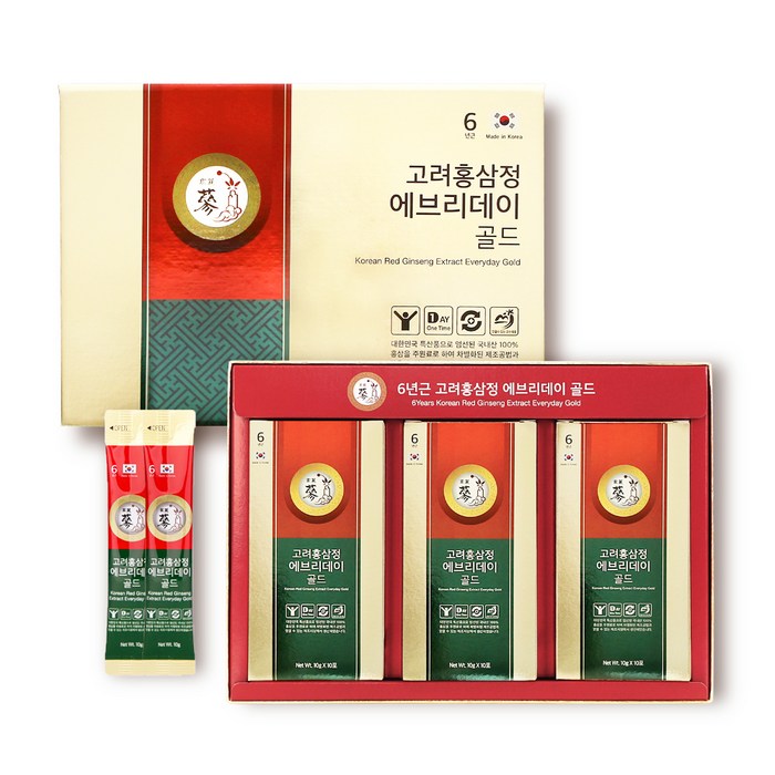 풍년보감 6년근 고려홍삼정 에브리데이 골드 30p + 쇼핑백, 1세트 대표 이미지 - 고려홍삼 추천