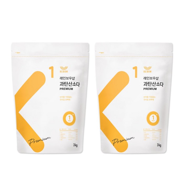 레인보우샵 과탄산소다 산소계표백제 프리미엄, 3kg, 2개 대표 이미지 - 산소계 표백제 추천