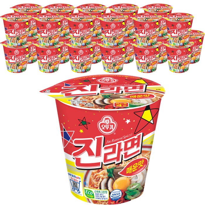 오뚜기 진라면 매운맛 컵 65g, 24개 대표 이미지 - 오뚜기 컵라면 추천