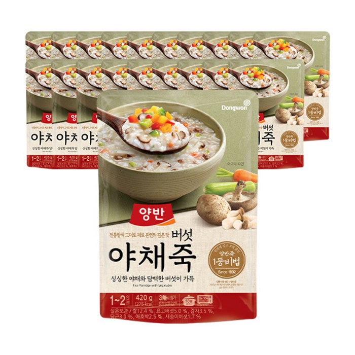 양반 버섯 야채죽, 420g, 20개 대표 이미지 - 소고기야채죽 추천