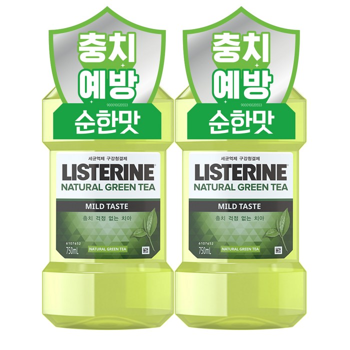 리스테린 내추럴 그린티 마일드 구강세정제, 750ml, 2개 대표 이미지 - 존슨 추천