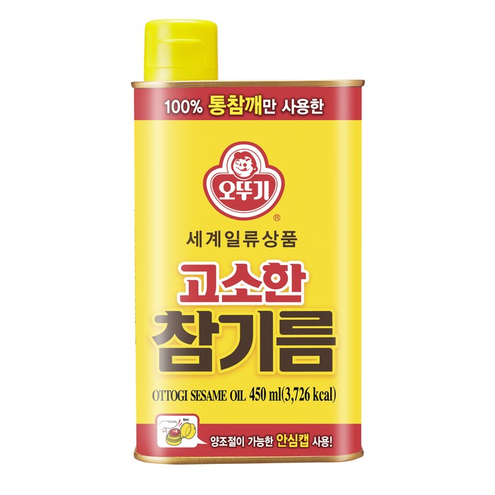 오뚜기 고소한 참기름 캔, 450ml, 1개 대표 이미지 - 참기름 추천