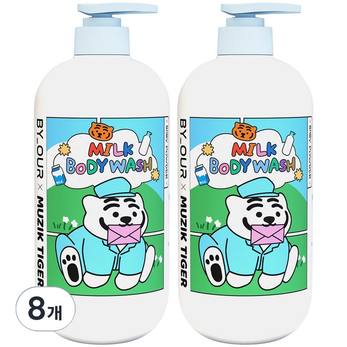 바이아우어 밀크 바디워시 베이비파우더, 1L, 8개