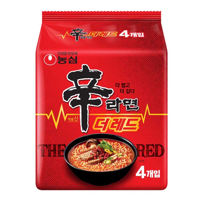 신라면 더 레드 125g, 4개 대표 이미지 - 영화 볼때 음식 추천