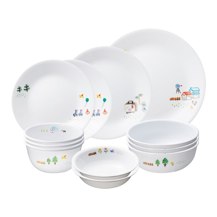 코렐 이지위켄드 코리안웨어 홈세트 3인 12p, 공기 x 3 + 대접 x 3 + 소접시 x 2 + 앞접시 x 2 + 중접시 + 대접시 대표 이미지 - 자취 그릇 추천