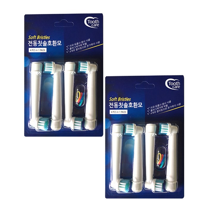 Toothcare 오랄비 전동칫솔 호환칫솔모 일반회전용 4p, 2개 대표 이미지 - 오랄비 리필모 추천