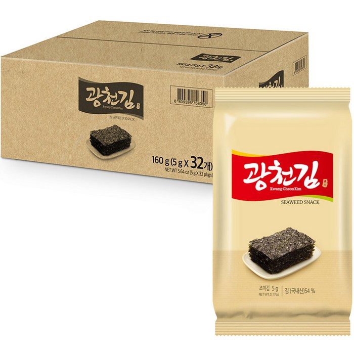 광천김 도시락 김, 5g, 32개 대표 이미지 - 도시락 반찬 추천