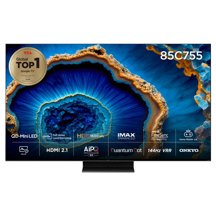 TCL 4K UHD QD Mini LED 안드로이드12 TV, 216cm(85인치), 85C755, 스탠드형, 방문설치 대표 이미지 - TCL 모니터 추천