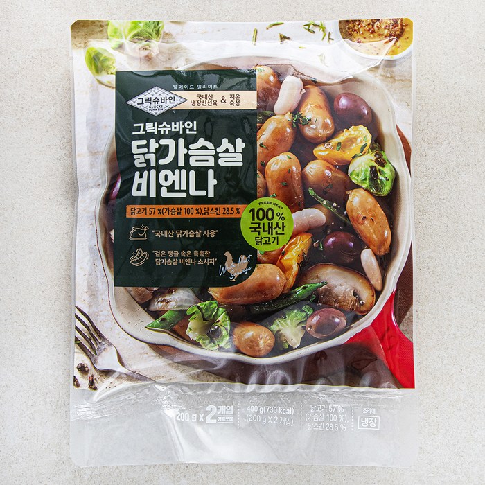 그릭슈바인 닭가슴살 비엔나 소시지, 400g, 1개 대표 이미지 - 닭가슴살 햄 추천