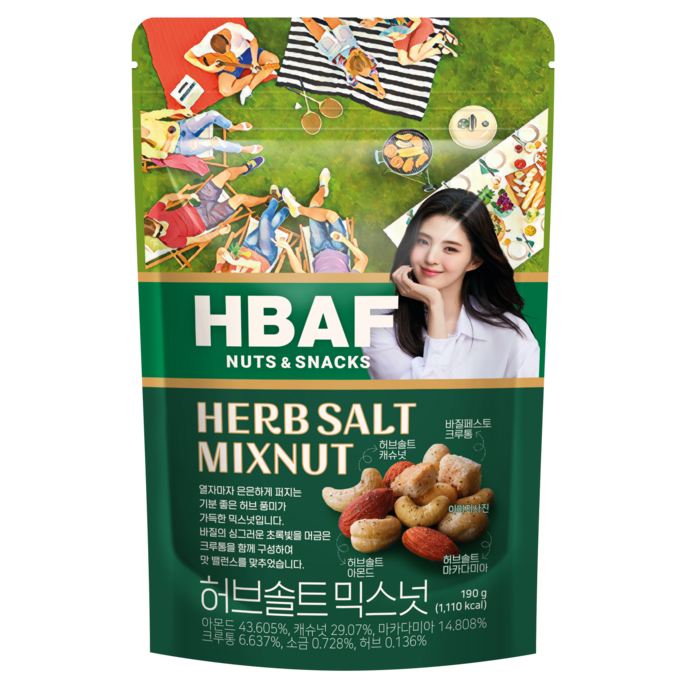 HBAF 넛츠앤스낵스 허브솔트 믹스넛, 190g, 1개 대표 이미지 - 바프 식단 추천