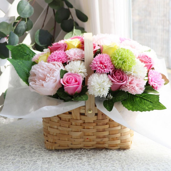 블뤼엔 감사의 마음을 전하는 꽃바구니 + 쇼핑백, 로맨틱 핑크 대표 이미지 - 꽃바구니 추천