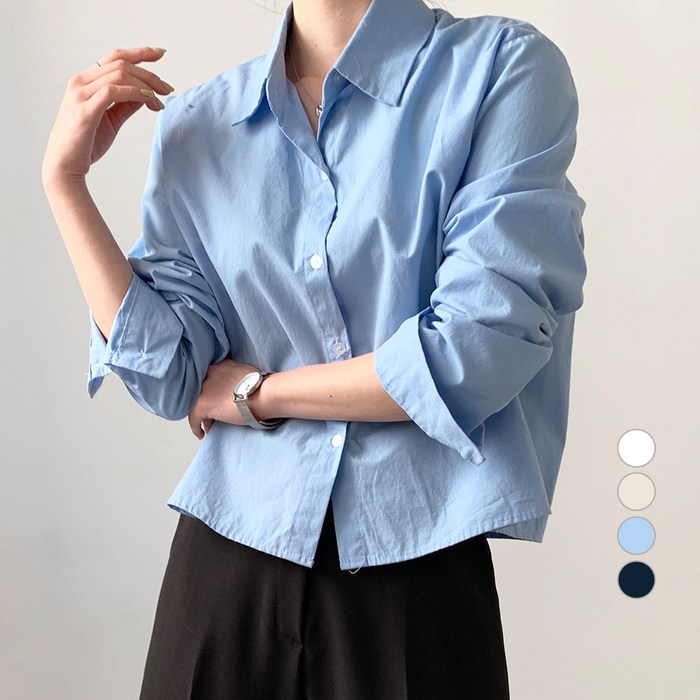 보에리에 여성용 루즈핏 세미 크롭 셔츠 대표 이미지 - 오픈카라 셔츠 추천