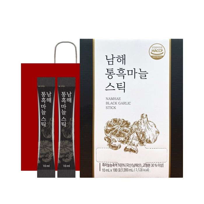 남해 통흑마늘 스틱 + 쇼핑백, 100개, 10ml 대표 이미지 - 흑마늘 진액 추천