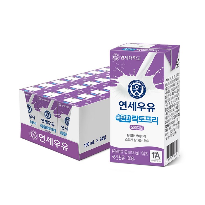연세우유 속편한 락토프리 오리지널, 24개, 190ml 대표 이미지 - 락토프리 우유 추천